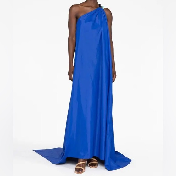 STAUD Mason Dress one shoulder embellished long dress in blue- size XS - Picture 5 of 16